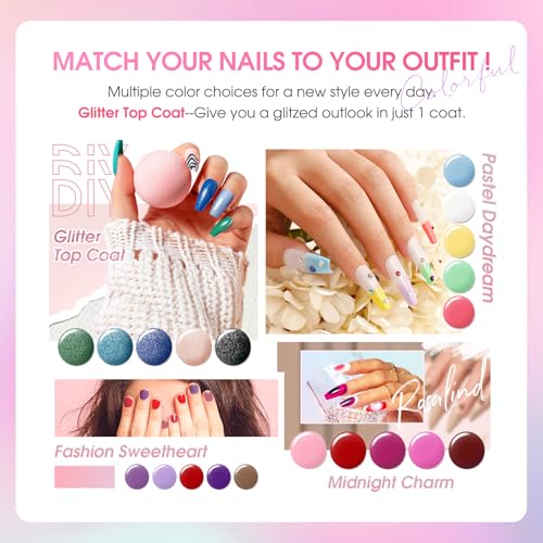 ROSALIND 30-Piece Gel Nail Polish Kit with Base & Top Coats - 26 Colors
