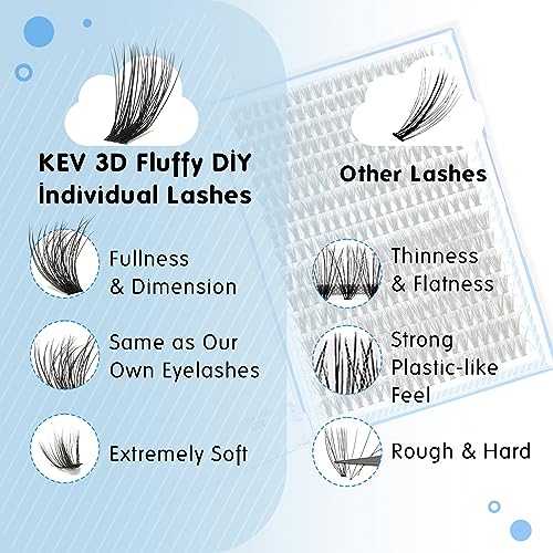 KevKev Lash Clusters Individual Lashes 3D Style Eyelash Clusters 320 Pcs Cluster Lashes 30+40+50D Wispy Volume Lashes DIY Lash Extensions Thin Band & Soft (Pluffy 30+40+50D,D-8-16mix)