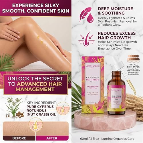 Natural Cyperus Rotundus Oil for Hair Removal & Skin Care - 2PC
