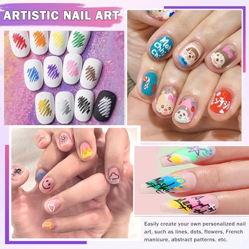 Nail Art Pens Set, 60 Colors Nail Art Markers Polish Pens for Painting Nails, Acrylic Paint Drawing Painting Dotting Markers Pen Quick Drying Nail Art Design Manicure Tools