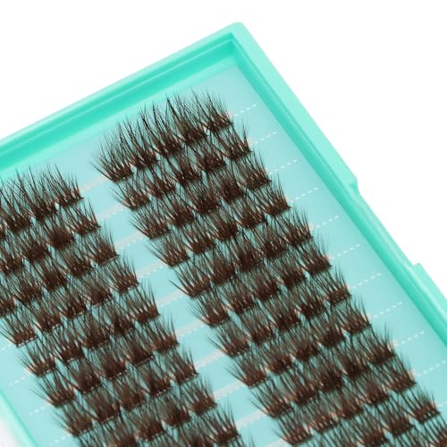 Bodermincer 120 Cluster 12mm/14mm/16mm to Choose Brown Lash Cluster Eyelash Extension Natural 3D Russian Volume Faux 3D Effect Glue Bonded Cluster Eyelashes (Y12# Brown 16mm)