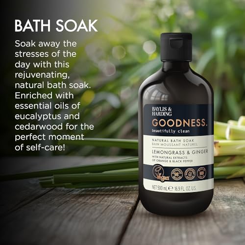 Baylis & Harding Goodness Lemongrass & Ginger Natural Bubble Bath 16.9 fl. oz (Pack of 3) - Biodegradable Formula - Vegan Friendly