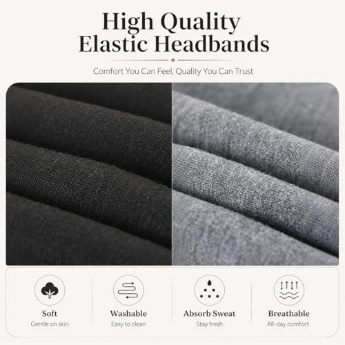 8-Pack Wide Boho Headbands for Women - Non-Slip Elastic