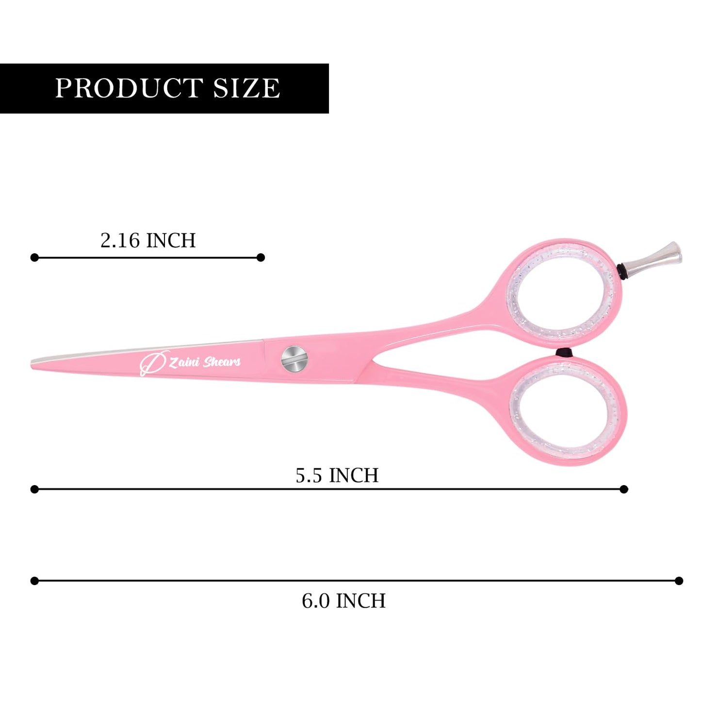 Zaini Shears Hair Cutting Scissors Extremely Sharp Right-Hand Razor Edge - 5.5” Overall Length,Made of 420c Japanese Stainless Steel Salon Scissors Professional Barber Haircut Scissors (pink, 5.5'')