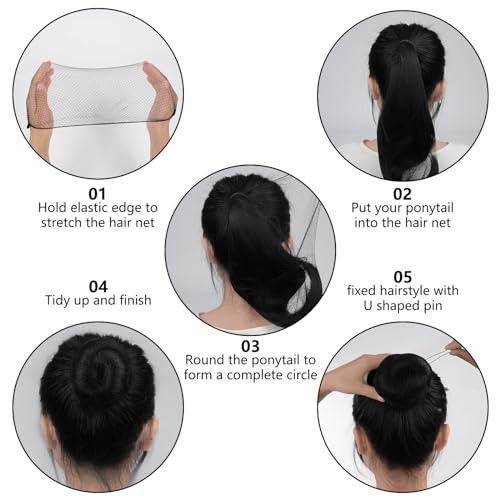 FVOLREM Black Hair Net Set - 20 Inch Invisible Nets & 40 U Pins for Hair Styling