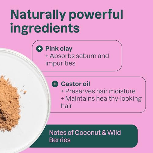 ATTITUDE Moisture Rich Shampoo Bar, Natural Origin, for Ultra Dry and Damaged Hair, Castor Oil & Pink Clay, EWG Verified & Clean ingredients, Vegan, Coconut & Wild Berries Scent, 4 Oz