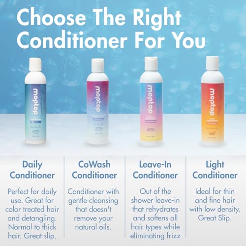 MopTop Daily Curly Hair Conditioner - 8 oz, Silicone & Sulfate Free, Reduces Frizz