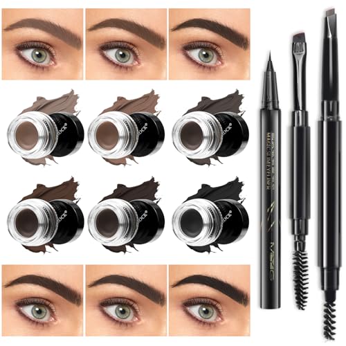 Eyebrow Pomade Pencil Kit - Waterproof, Dual-Ended Brush & Liner