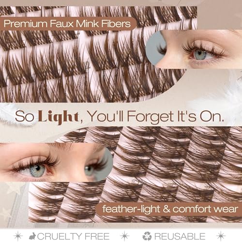 Brown Cluster Lashes 108Pcs - DIY Wispy Eyelash Extensions