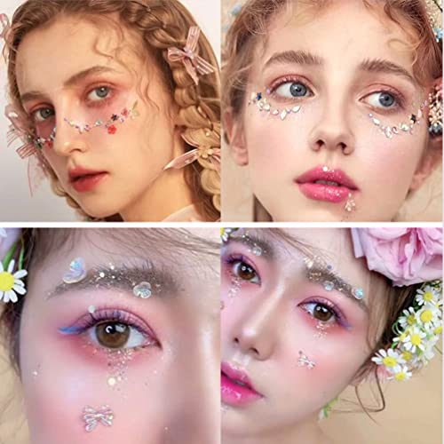 6-Sheet Rhinestone Face Gems Stickers - Reusable Body Art