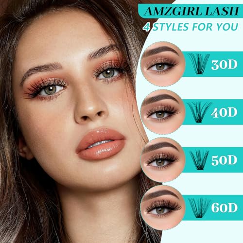 Lash Clusters 4 Style Cluster Lashes 640PCS Eyelash Extension 30D+40D+50D+60D Individual Lashes DIY Lash Extension Natural Black Cluster Eyelash Extensions at Home for Beginners(D-Mix9-16mm)