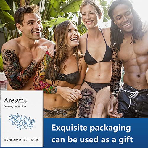 Aresvns Full Arm Temporary Tattoos for Men and Women,Temporary Tattoo Waterproof Sleeve Tattoo Last Long for Adults for BBQ Pool Beach Party