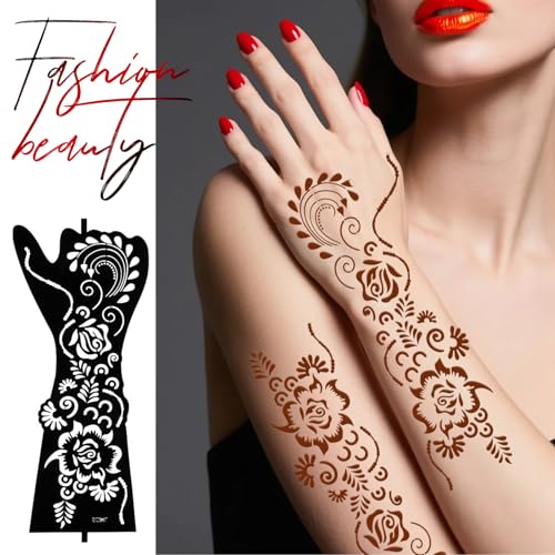 Henna Tattoo Stencil Kit - 10 Sheets Self-Adhesive Templates