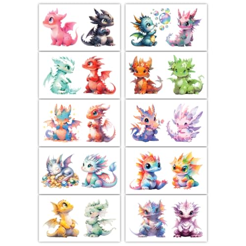 Temporary Tattoos Dragons - 30 Sheets (60+ Designs)