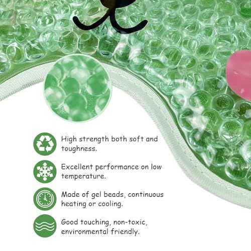 Kids Ice Packs 2 Packs Cooling Eye Mask with Soft Plush Backing for Children Boo Boos Sinus Headache Fever Patch for Kids (Green+Grey)
