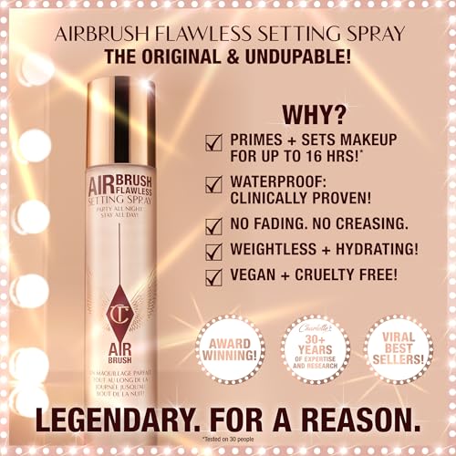 Charlotte Tilbury Airbrush Flawless Setting Spray - Gift Set Essential - Ultra-Fine Mist to Prime & Set Makeup - Perfect for Pairing with Other Skincare & Makeup Favorites