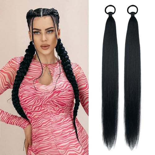 LyoRuSi Black Ponytail Extension 26 Inch 2 Pack