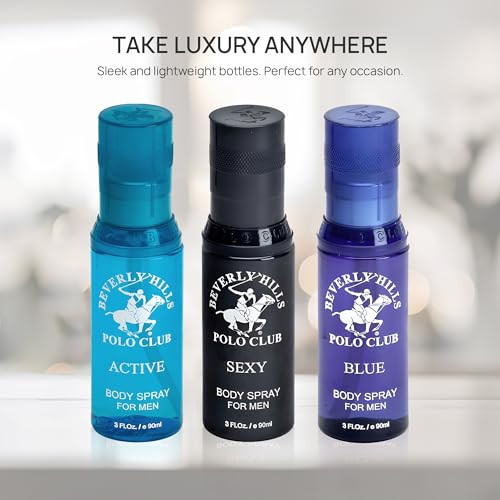 Beverly Hills Polo Club Men's Body Spray 3-Piece Set
