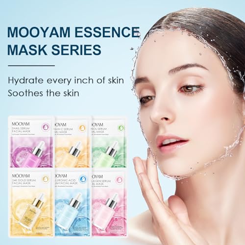 GUOYAOLIFU Face Mask Skincare Facial 6 Sheet Facial Spa Moisturizing Skincare Hydrate, Radiance Boost, Soothe, Revitalize, Nourish, Purify Skin For All Skin Types