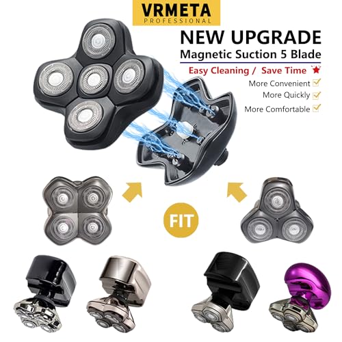 New Upgrade Head Shaver Replacement Heads for Skull Shaver Pitbull Platinum Pro Butterfly Kiss, and Palm Hypo-Allergenic Electric Razor