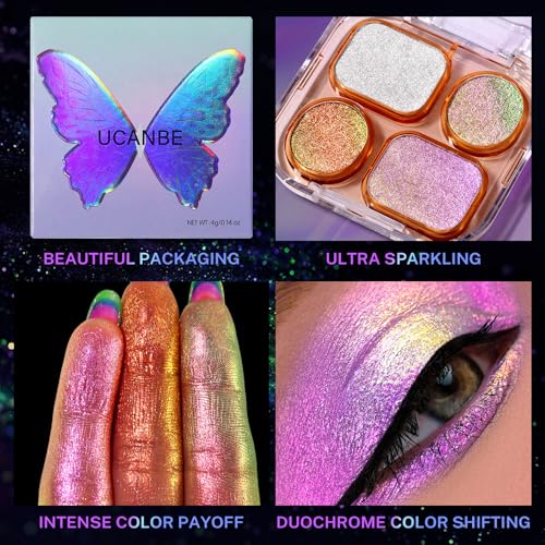 UCANBE Multichrome Shimmer Eyeshadow Palette - 4 Colors