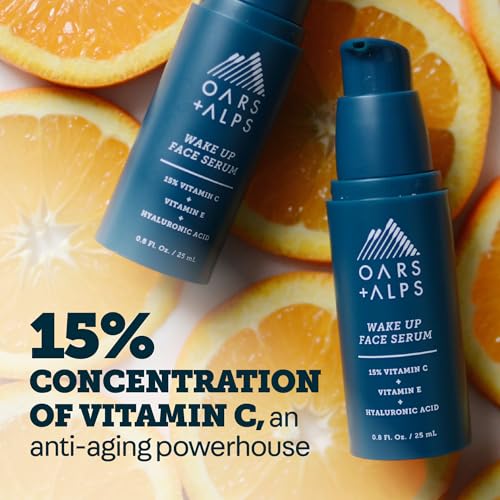 Oars + Alps Vitamin C Serum for Face, Anti Aging Face Serum with Vitamin C, Hyaluronic Acid, and Vitamin E, All Skin Types, Targets Wrinkle, Dark Spots, Lines, Uneven Tone, TSA Friendly, 0.8 Fl Oz