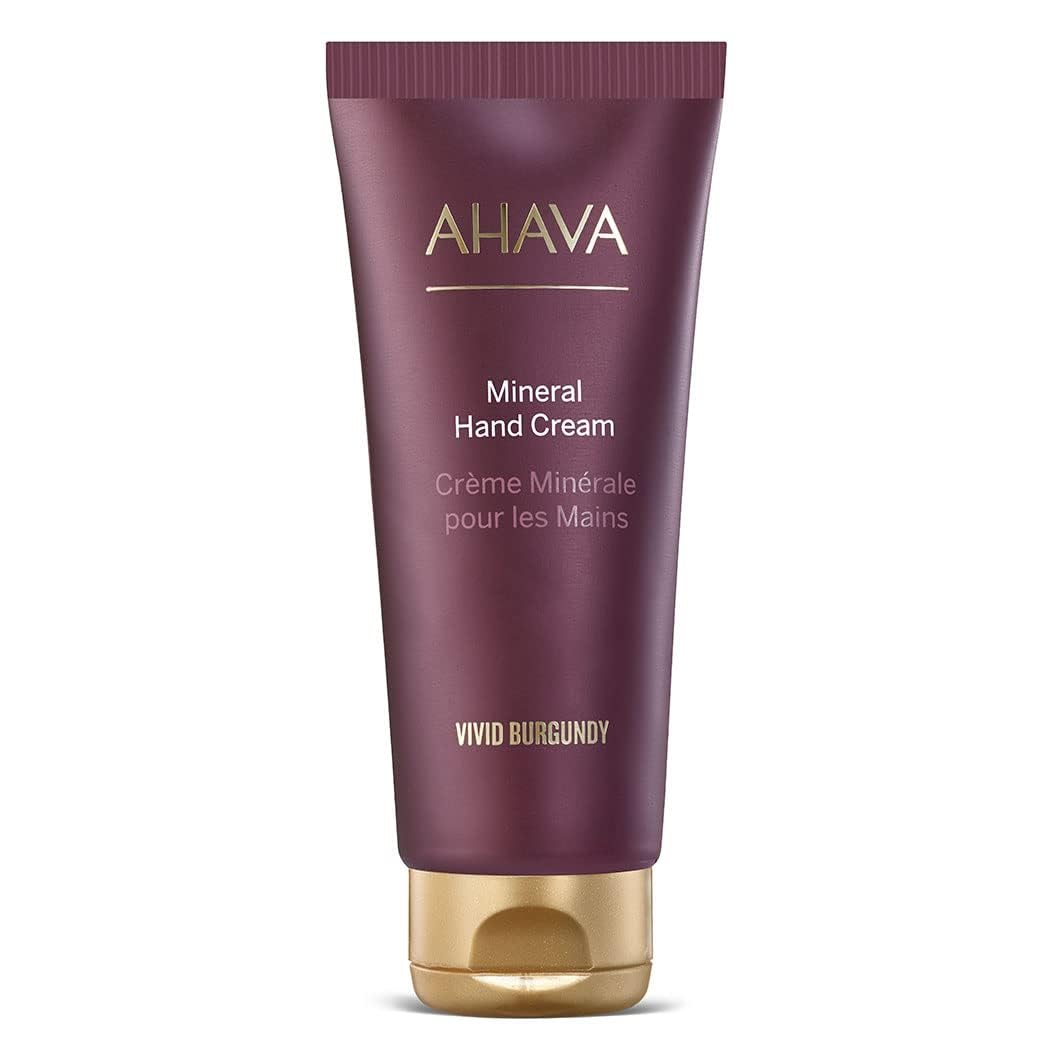 AHAVA Mineral Hand Cream Vivid Burgundy - Luxurious cream for thirsty hands for deep relief & nourishment, maintains smooth & supple hands, with exclusive Dead Sea Mineral blend Osmoter, 3.4 Fl.Oz