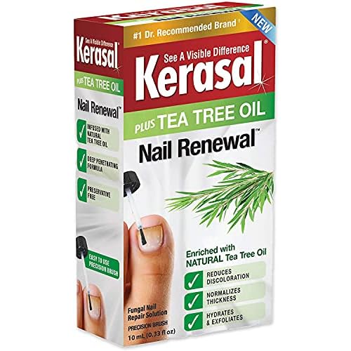 Kerasal Nighttime 14-Patch Nail Repair for Fungus Damage and 0.33oz Nail Renewal Solution with Tea Tree Oil