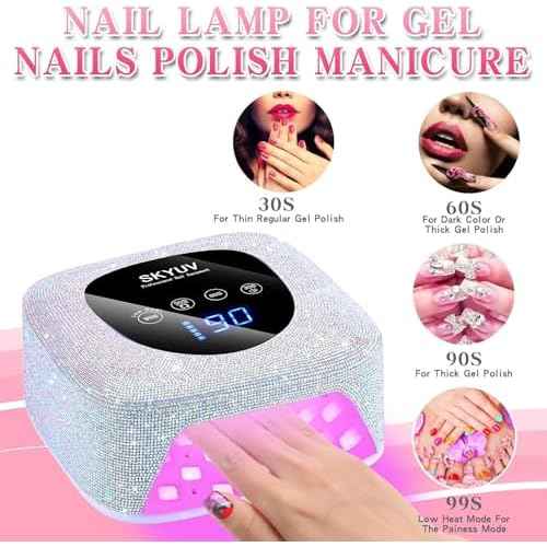 Rechargeable UV LED Nail Lamp, Cordless Nail Dryer for Gel Polish, UV Nail Lamp with 4 Timers Setting and LED Touch Screen, Professional Curing Lamp Light with 30 Beads for Salon and Home