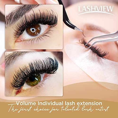 LASHVIEW Faux Eyelash Extensions Volume Fan for Professional Salon UseThickness 0.05mm Soft D Curl Length 8-15mm mixed Semi-Permanent Individual Silk Lashes