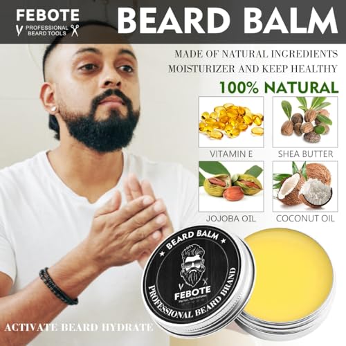 Beard Straightener Kit w/Beard Straightener, Beard Balm, Beard Growth Oil, Beard Styling Comb & Scissors, Upgraded 5-in-1 Beard Straightening, Unique Stocking Stuffer Gifts for Friend, Father & Him