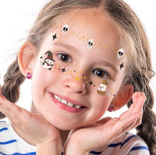 Halloween Temporary Tattoos for Kids - 6 Sheets
