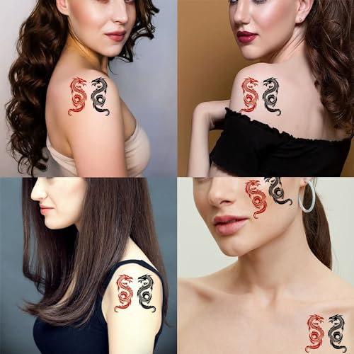 6 Sheets Realistic Temporary Tattoos - Tribal Dragon Animal Designs