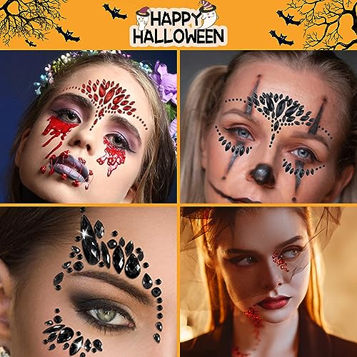 Red and Black Rhinestone Face Body Gems Stickers