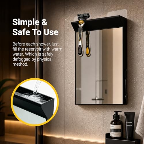Fogless Shower Mirror for Shaving, 10" x 6.7" HD Glass