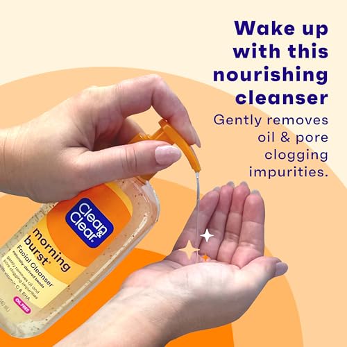 Clean & Clear Morning Burst Oil-Free Facial Cleanser with Vitamin C & BHA, Daily Nourishing Face Wash Gently Cleanses to Remove Oil & Pore Clogging Impurities, 8 fl. oz