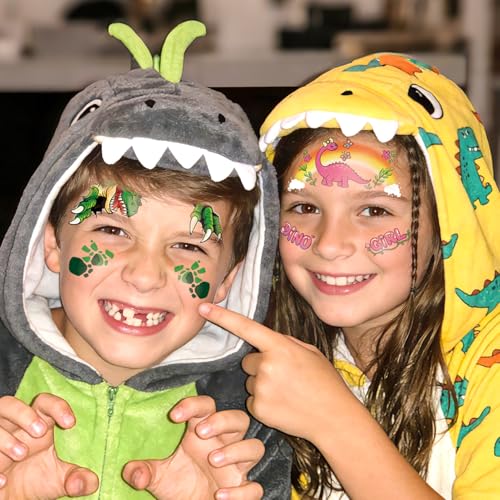 Dinosaur Temporary Tattoos for Kids - 12 Waterproof Sheets