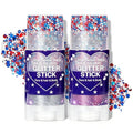 Patriotic Red White Blue Glitter Stick - 2 Pack, Waterproof Face & Body Makeup
