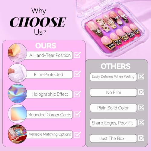 Teenitor Press On Nail Storage Box Set - 15 Acrylic Cases & Holographic Bags