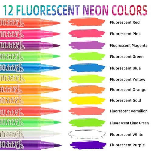 YOUKOYI Glow in Dark Temporary Tattoo Pens - 12 Pack