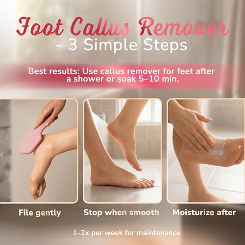 SILKLE Nano Glass Foot File & Callus Remover with Non-Slip Grip - Pink