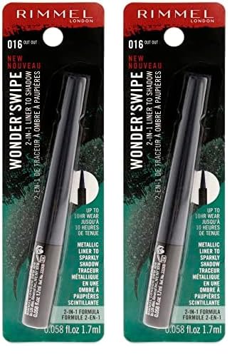 Rimmel London Wonder Swipe 2-in-1 Liner to Shadow - 016 Out Out Eyeliner Women 0.06 oz (Pack of 2)