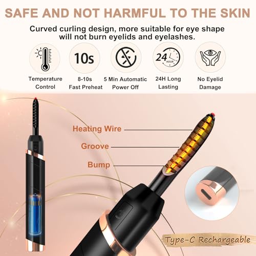 Rechargeable Heated Eyelash Curler - Electric Lash Curling Tool for Natural Long-Lasting Curl