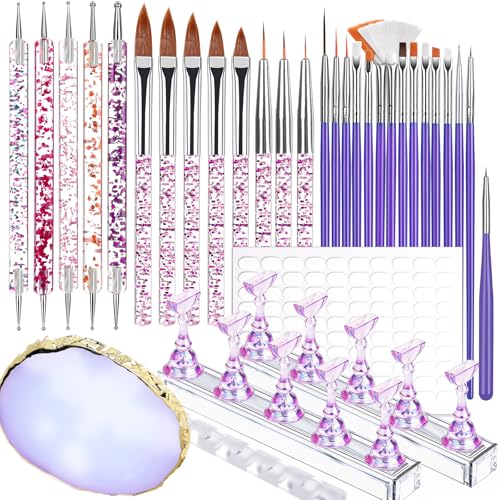 Teenitor Nail Art Tools Set - 23Pcs Brushes, 2 Magnetic Stands, 100 Adhesive Tabs