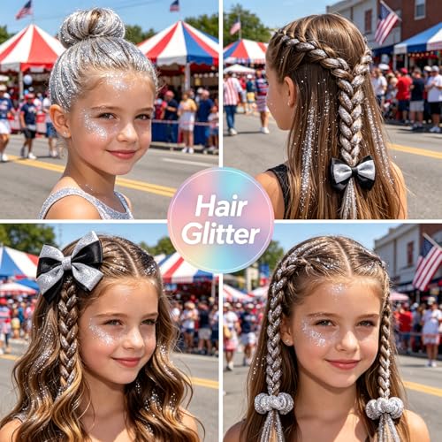 Sulily Silver Rainbow Glitter Hair & Body Spray - Long-Lasting, Water-Resistant Dry Powder