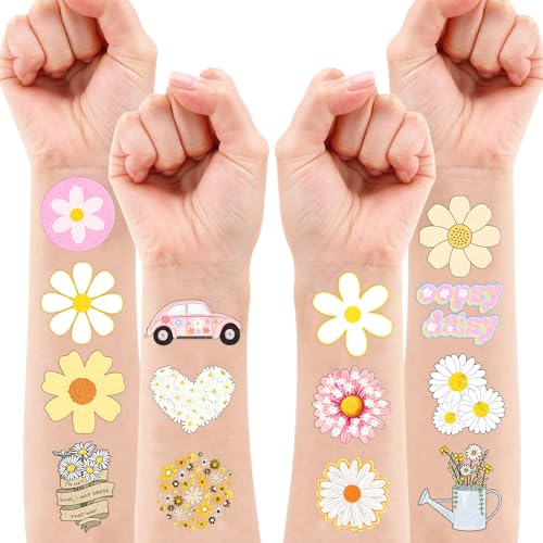 105 PCS Daisy Flower Temporary Tattoos - Party Favors