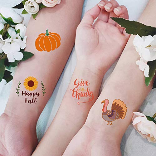 Thanksgiving Temporary Tattoos - 12 Sheets Turkey Party Favors