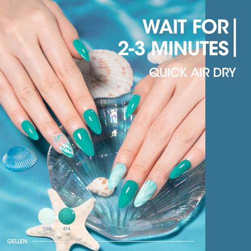 GELLEN Teal Nail Polish Set - 6 Fast Drying Colors for Spring