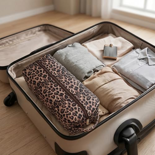 Leopard Print Hair Tool Travel Bag with Handle for Dyson Airwrap