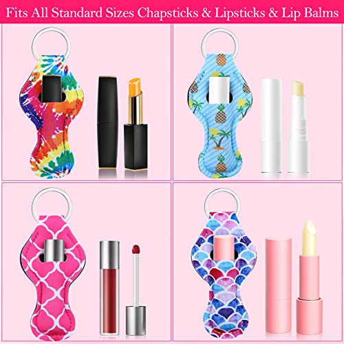 Cludoo 30Pcs Chapstick Holder Keychain Bulk, Colorful Lip Balm Holders